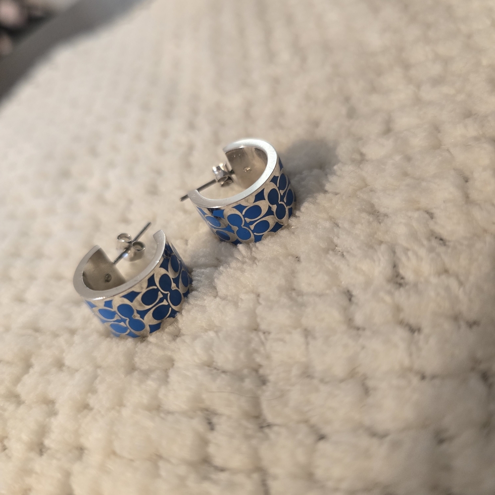Coach Blue and Silver Earrings - Picture 5 of 5